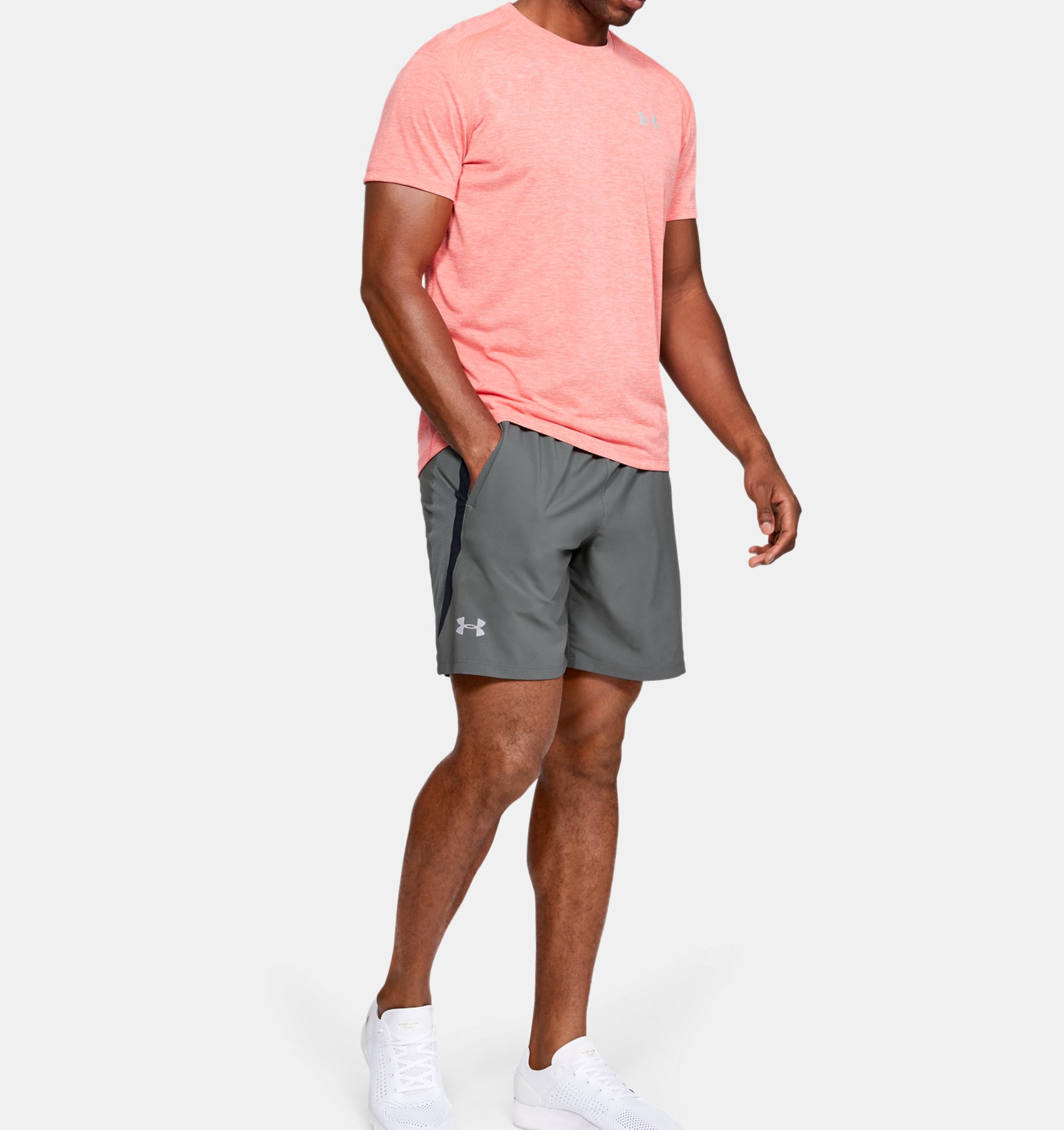 Under Armour Launch SW 7 Inch Mens Running Shorts Grey 